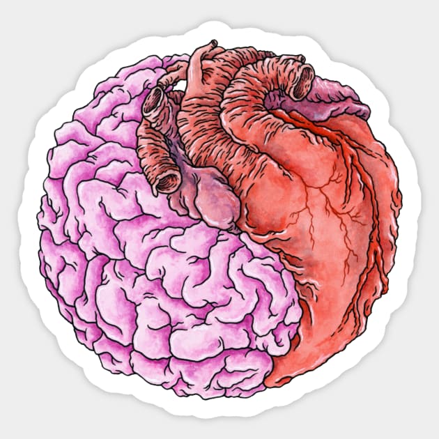 Heart & Brains - duality Sticker by ScottBokma